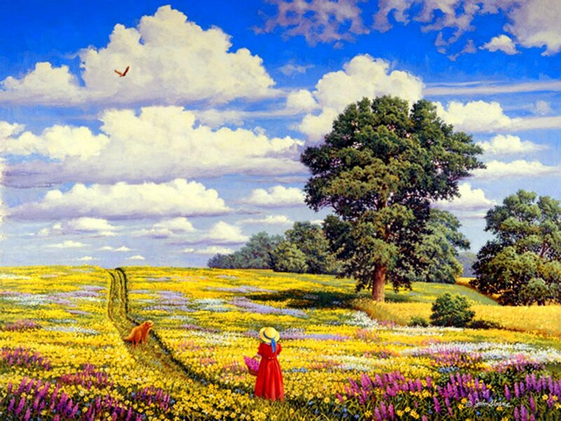 Girl in Red Dress — Yellow