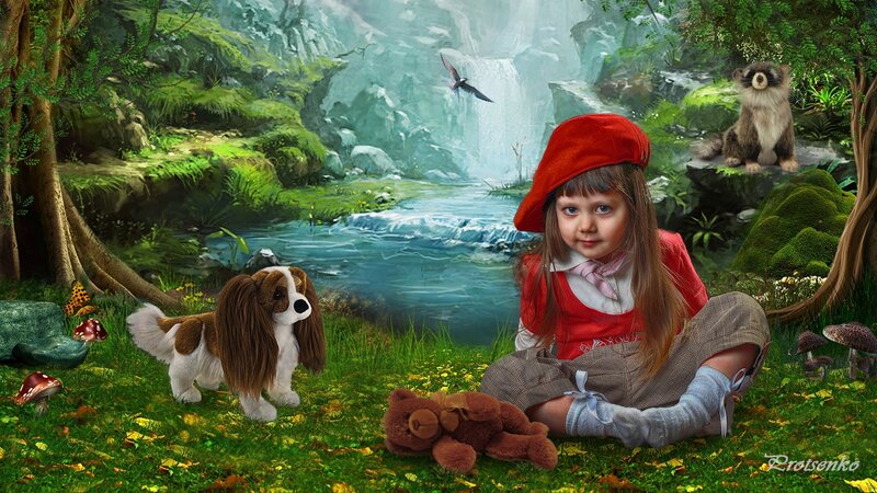 Girl in Red Hat — Green