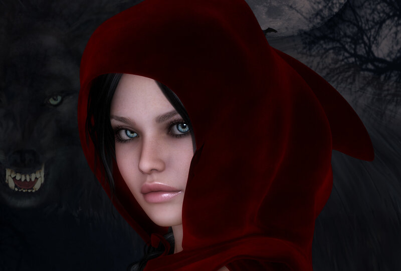 Girl in Red Hood — Dark, Dramatic
