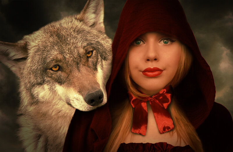 Girl in Red Hood — Dramatic, Digital Art