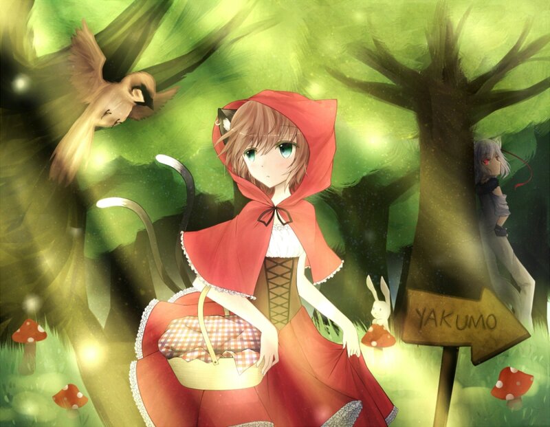 Girl in Red Hood — Green, Whimsical