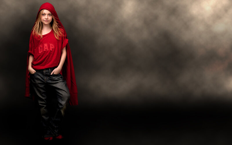 girl in red hooded sweatshirt