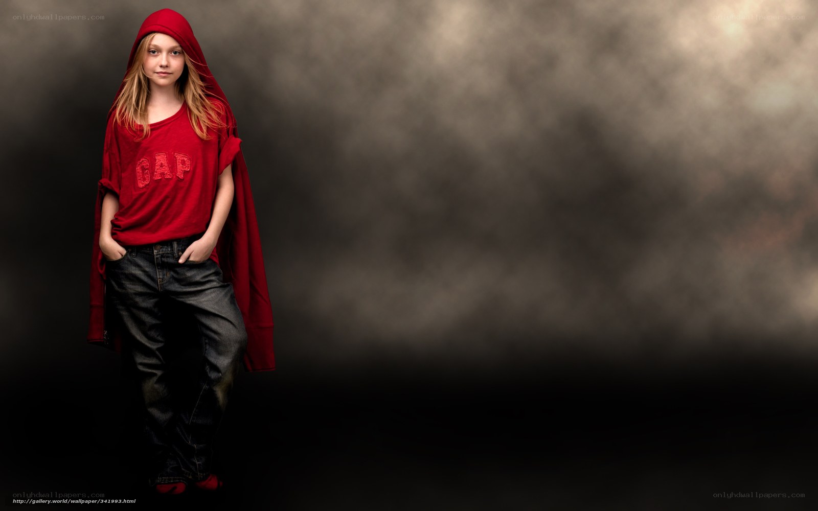 girl in red hoodie