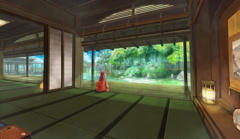 Girl in Red Kimono — Green