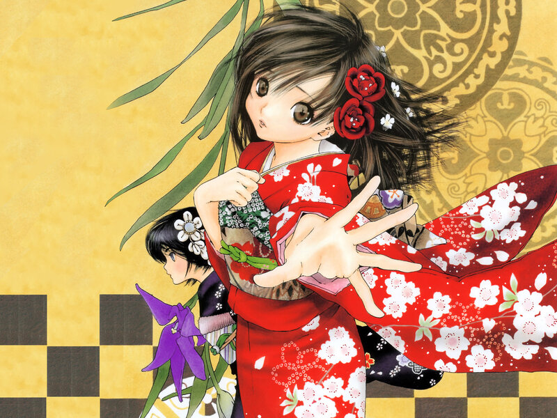 Girl in Red Kimono — Playful