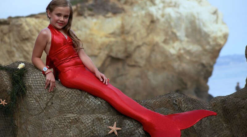 Girl in Red Mermaid Costume