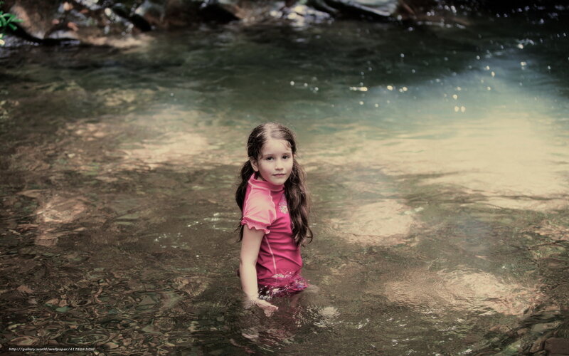 Girl in River Water — Pink