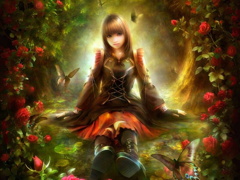 Girl in Rose Garden