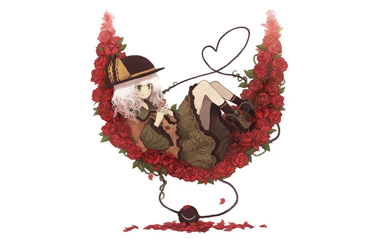 girl in rose swing