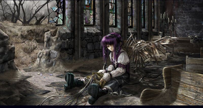 girl in ruined church