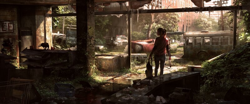 Girl in Ruined City — Green, Dramatic