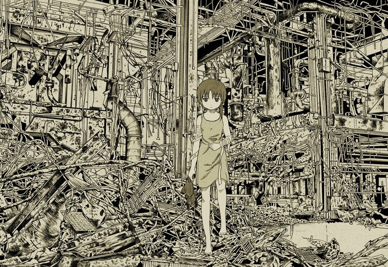 Girl in Ruined Factory — Black