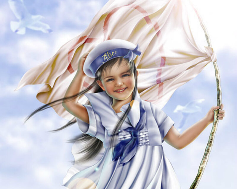 Girl in Sailor Outfit — Blue