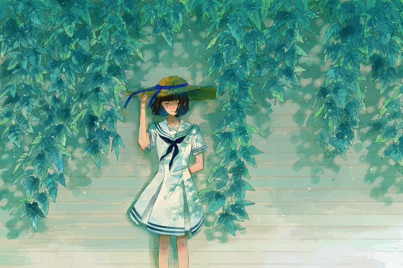 Girl in Sailor Uniform — Green, Serene