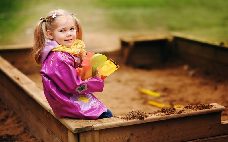 Girl in Sandbox — Purple