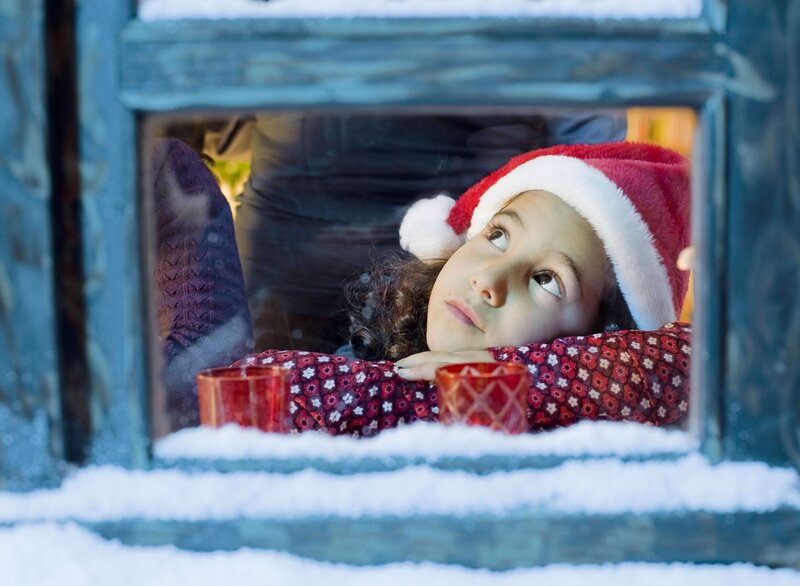 Girl in Santa Hat — Red, Calm