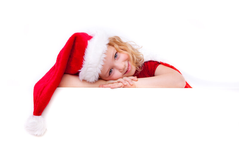 Girl in Santa Hat — Red, Cheerful