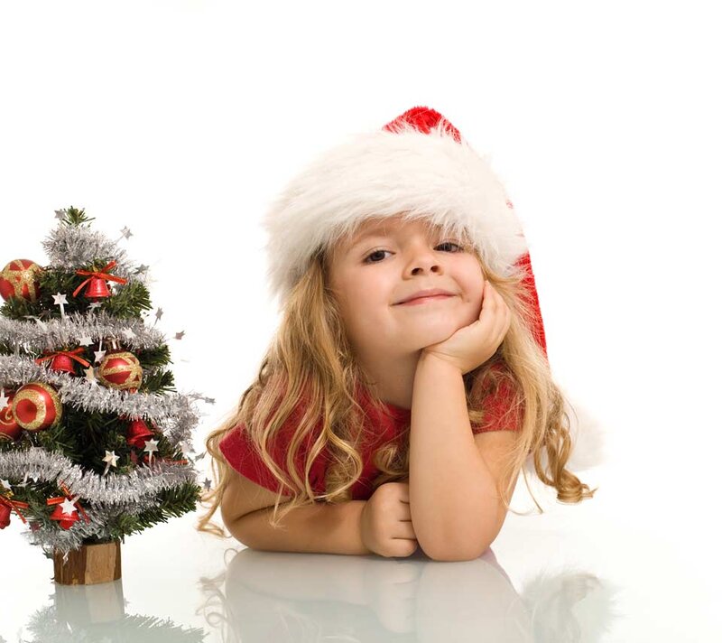 Girl in Santa Hat — Red, Festive