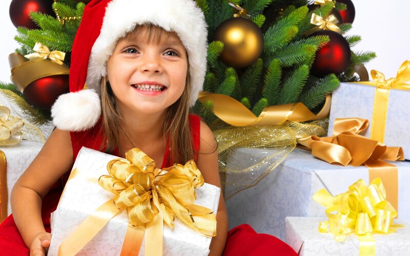 Girl in Santa Hat — Red, Festive, Winter, Photograph