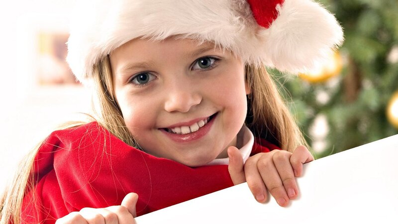 Girl in Santa Hat — Red, Festive, Winter