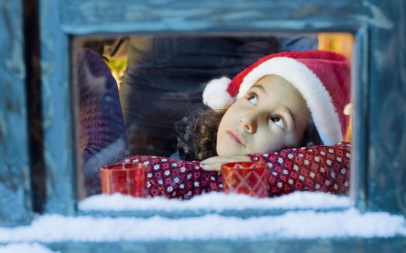 Girl in Santa Hat — Red, Peaceful