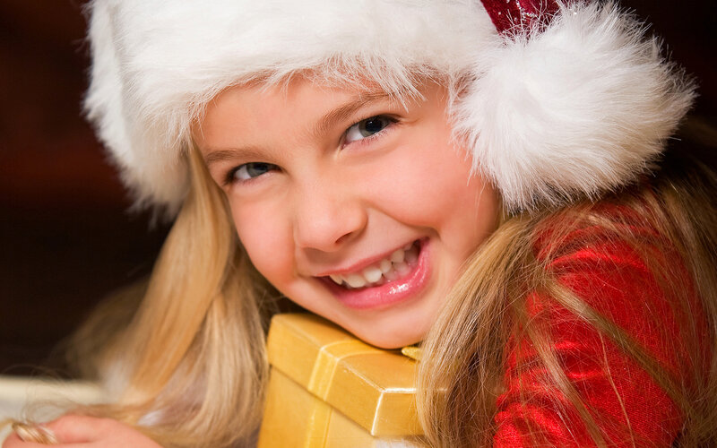Girl in Santa Hat — Red