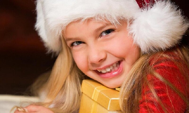 Girl in Santa Hat — White