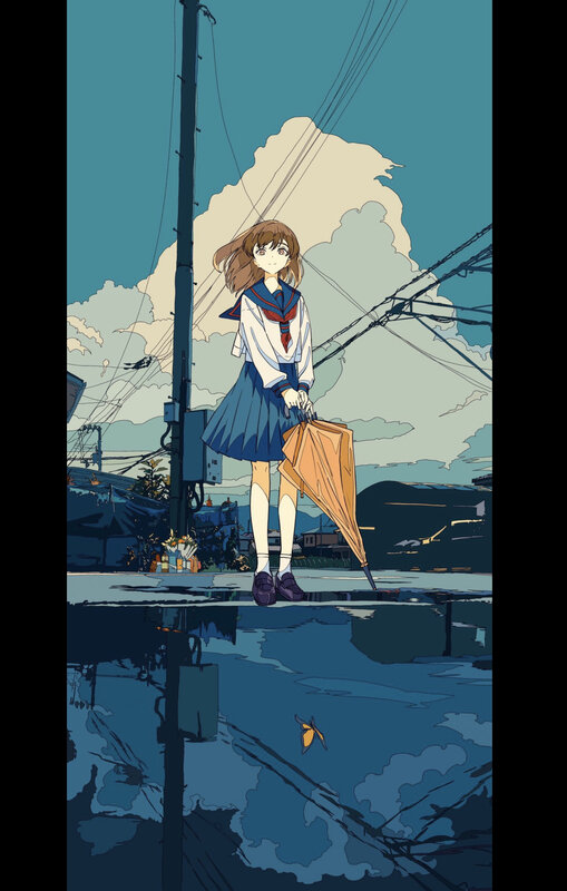 Girl in School Uniform — Blue, Calm