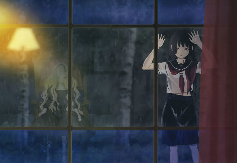 Girl in School Uniform — Blue, Dramatic, Night