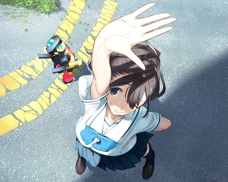 Girl in School Uniform — Blue, Playful