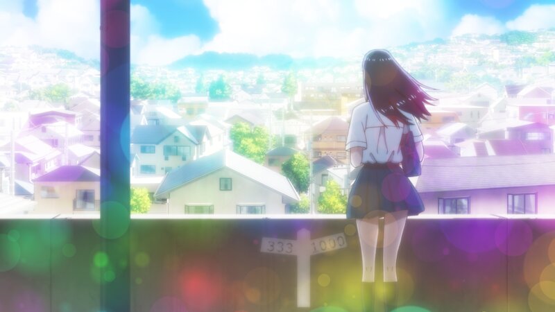 Girl in School Uniform — Blue, Serene, Afternoon, Anime, Cityscape