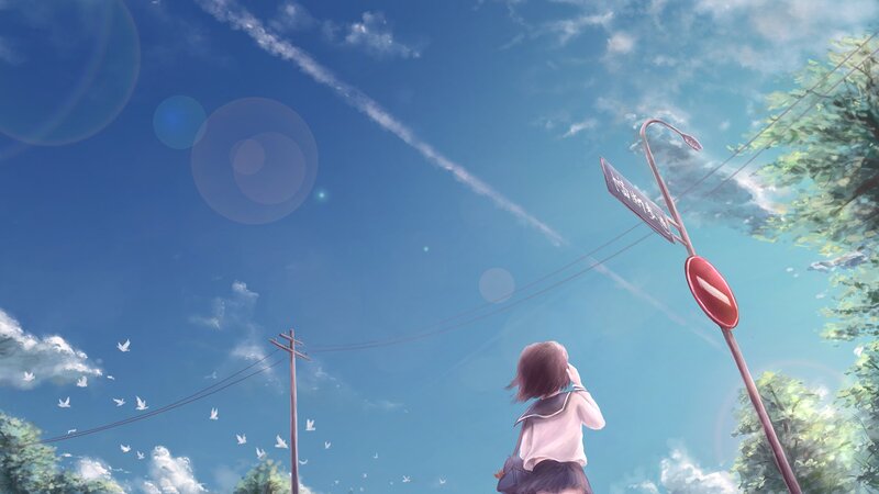 Girl in School Uniform — Blue, Serene, Afternoon, Digital Art