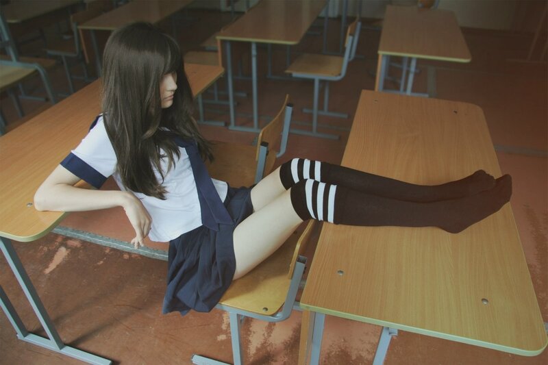 Girl in School Uniform — Brown, Calm, Afternoon