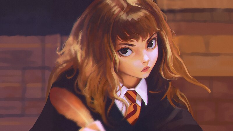 Girl in School Uniform — Brown, Dramatic
