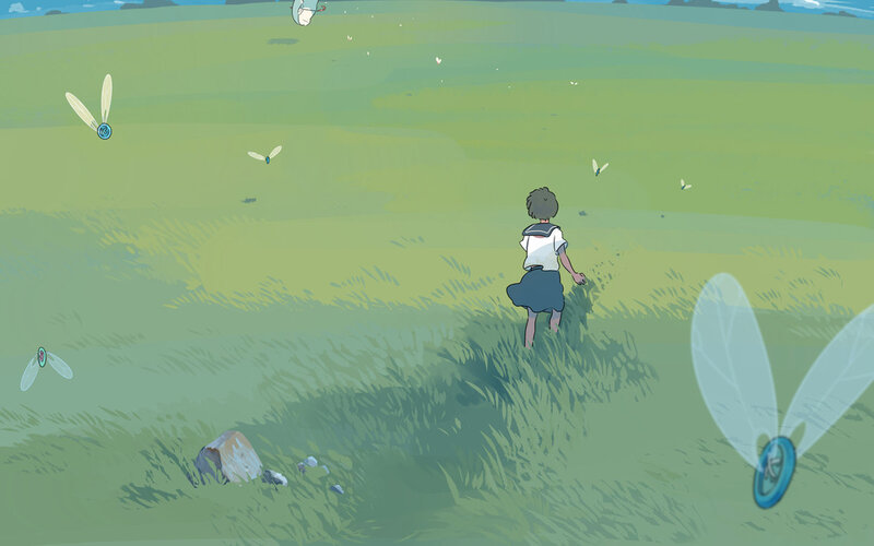 Girl in School Uniform — Green, Serene, Afternoon, Anime