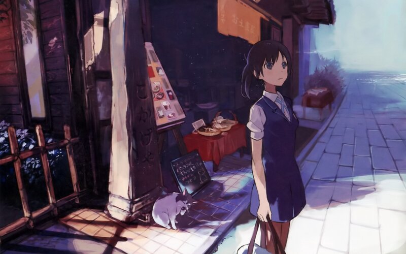 Girl in school uniform on street