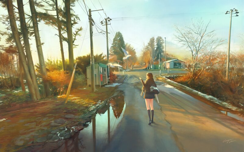 Girl in School Uniform — Orange, Serene