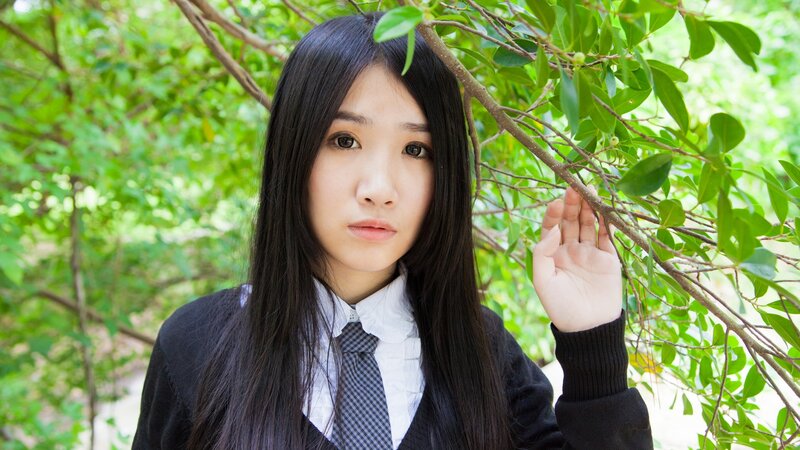 girl in school uniform outdoors