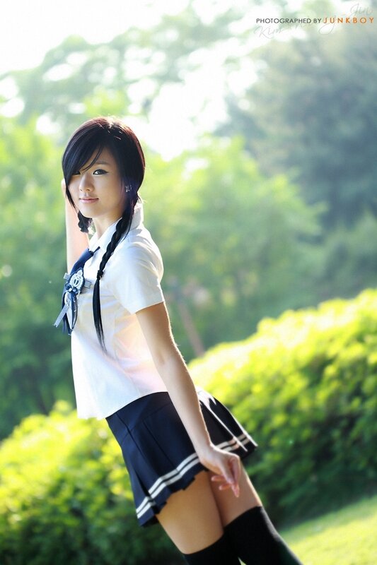girl in school uniform outdoors