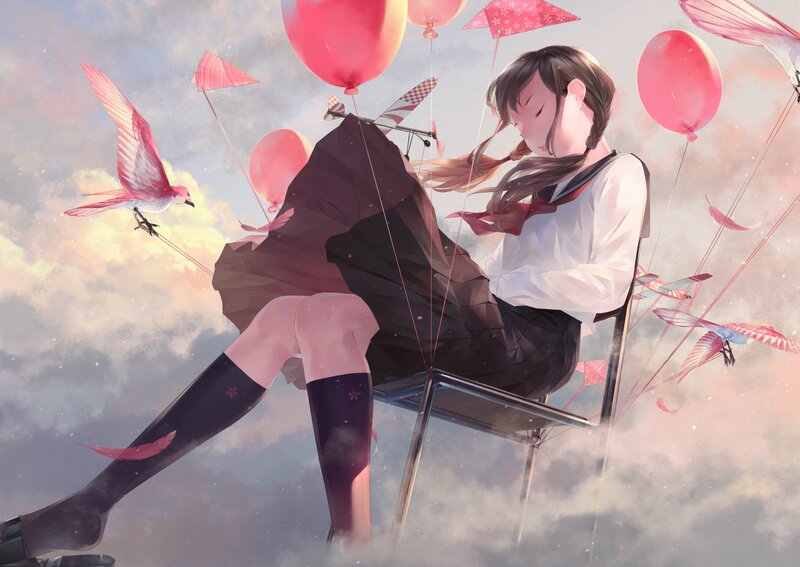 Girl in School Uniform — Pink, Dreamy