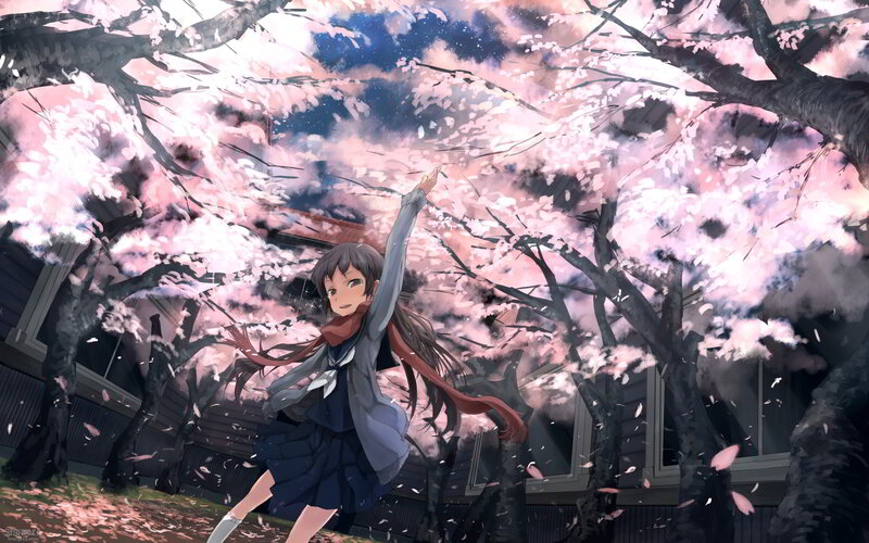 Girl in School Uniform — Pink, Serene, Spring