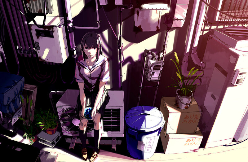 Girl in School Uniform — Purple, Dramatic