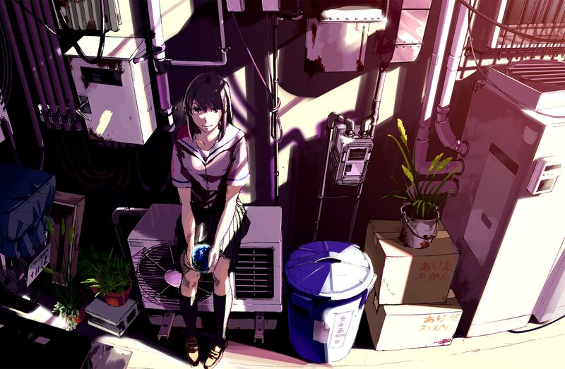 girl in school uniform sitting