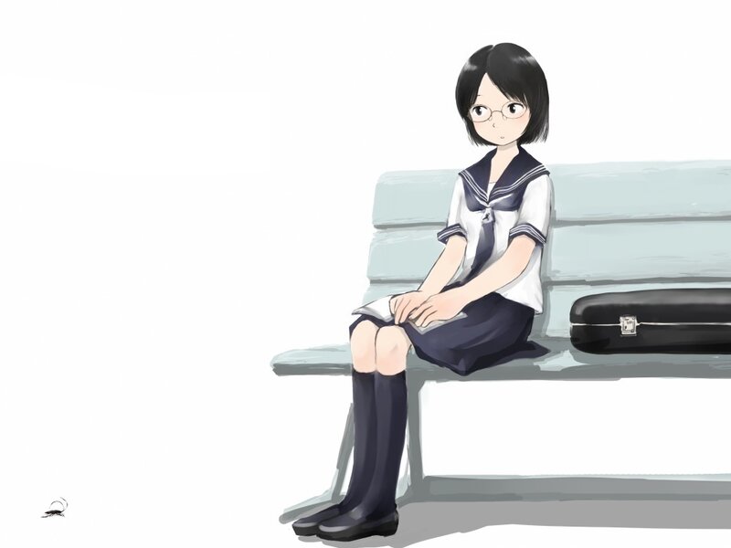 girl in school uniform sitting