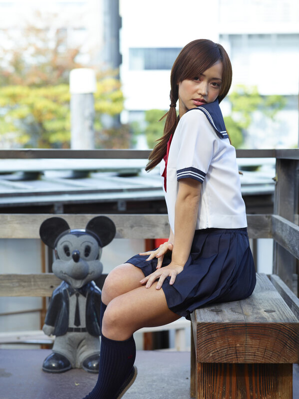 Girl in School Uniform — White, Calm, Afternoon, Photograph, Bench