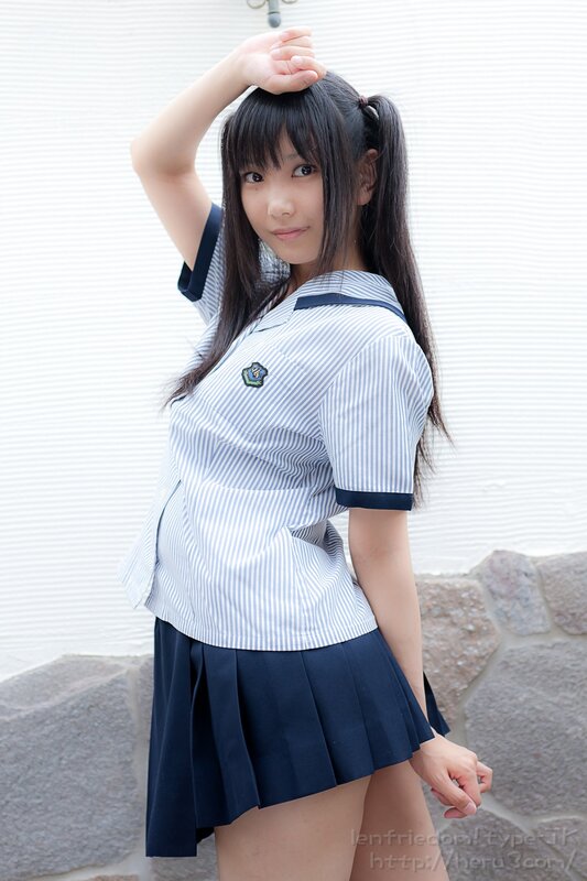 Girl in School Uniform — White, Neutral, Afternoon, Photograph, School Uniform, Stone Wall