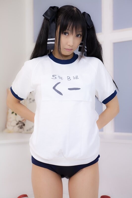 Girl in School Uniform — White, Neutral, Photograph, Hair Bows