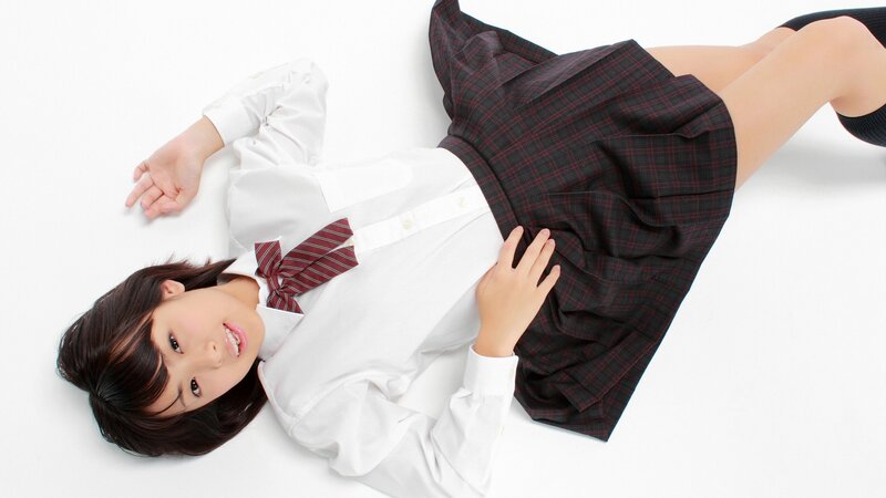 Girl in School Uniform — White, Neutral, Photograph, School Uniform, White Background