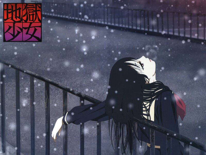 Girl in Snow on a Bridge