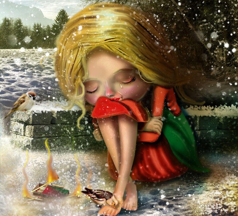 Girl in Snow — Red